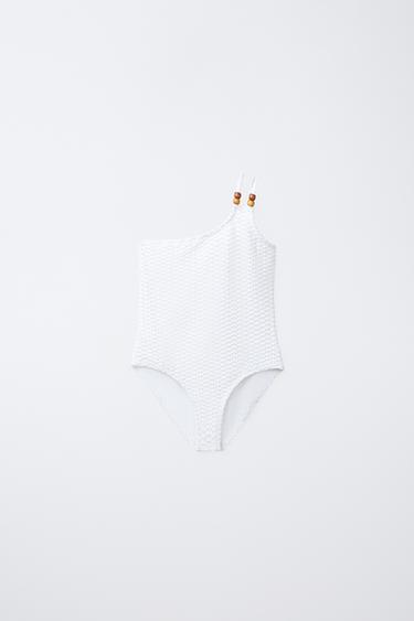 6-14 AÑOS/ BAÑADOR PUNTO CROCHET - Blanco de Zara