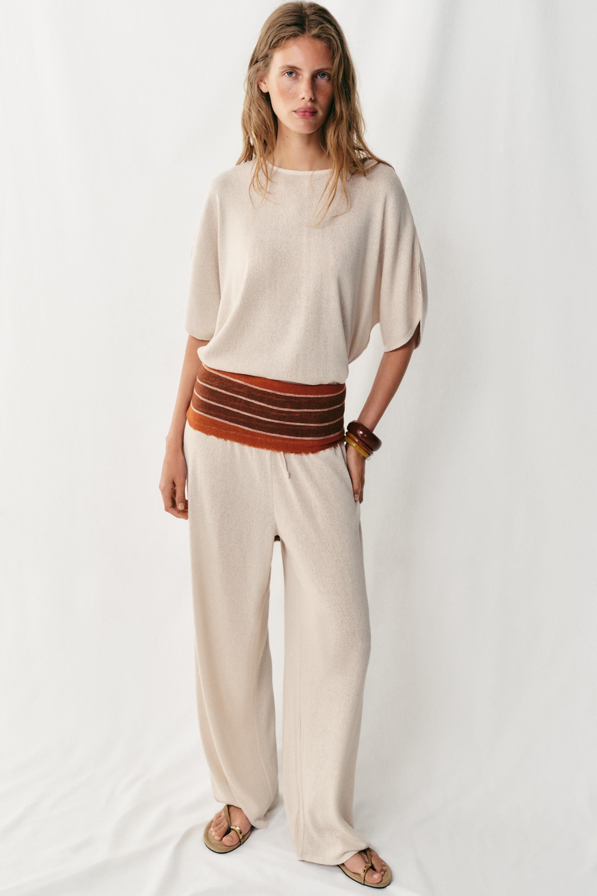 RUSTIC WIDE LEG PANTS — Light beige