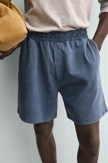 FADED REGULAR FIT PIQUÉ BERMUDA SHORTS - Blue by Zara - Image 4