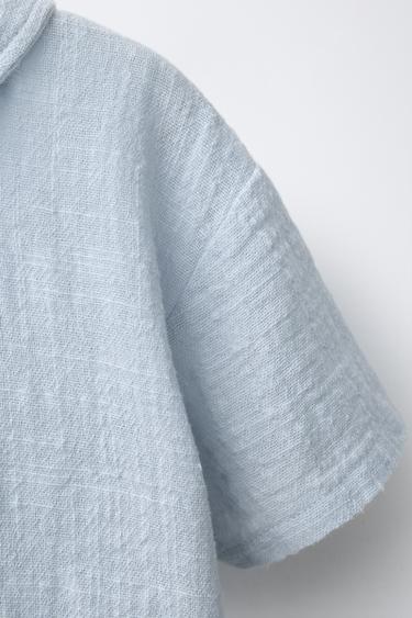 TEXTURED SHIRT WITH POLO COLLAR - Bluish by Zara - Image 3