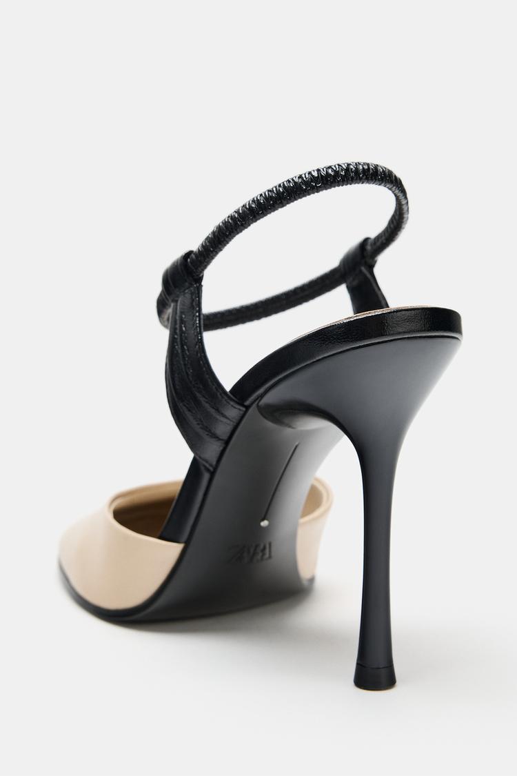 Zapatos de tacón con correa trasera de cuero 6