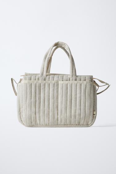 Zara STRIPED DIAPER BAG PACK - Off White