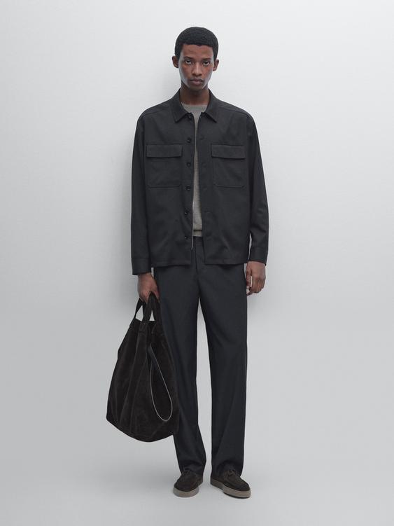 Cool wool blend zipped overshirt