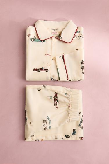 PYJAMA ENFANT FLANELLE CHIEN PILOTE - Beige clair de Zara - Image 5