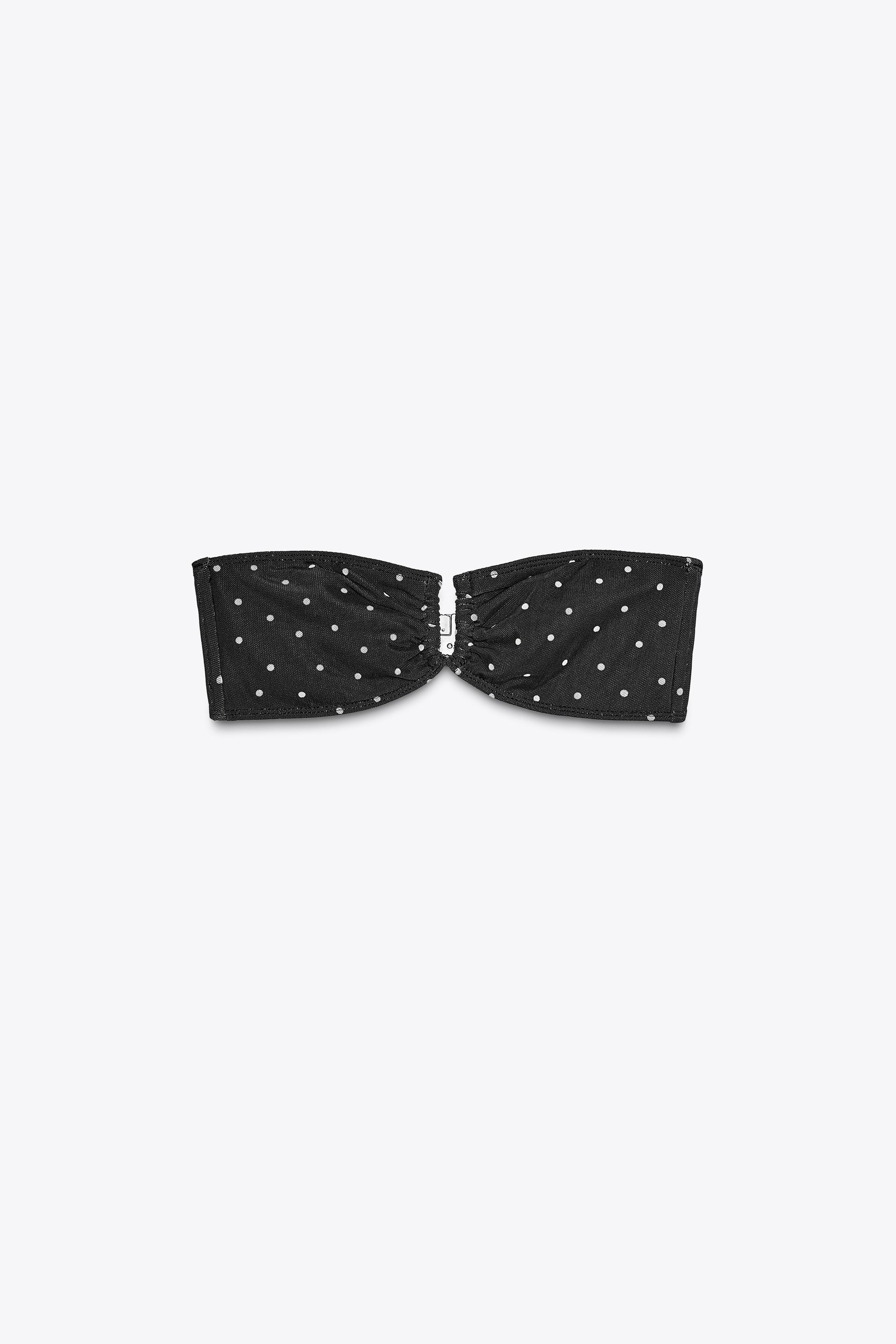 POLKA DOT TULLE BIKINI TOP - Black | ZARA United States POLKA DOT TULLE BIKINI TOP - Black | ZARA United States