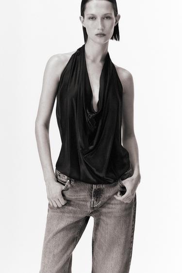 TOP SATINADO ZW COLLECTION - Negro de Zara
