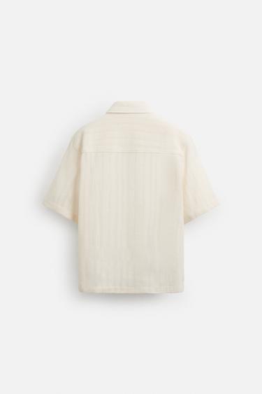 TEXTURED LACE POLO SHIRT - Ecru by Zara - Image 7