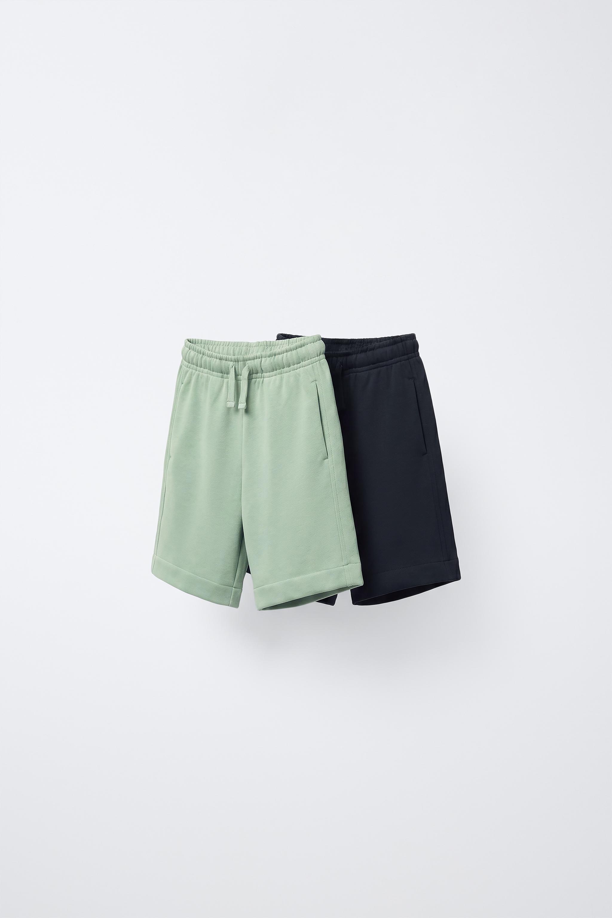 TWO-PACK PLAIN SHORTS — Green / Blue