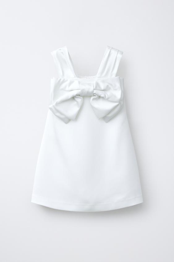 VESTIDO SATINADO LAZO - Blanco de Zara - Imagen 0