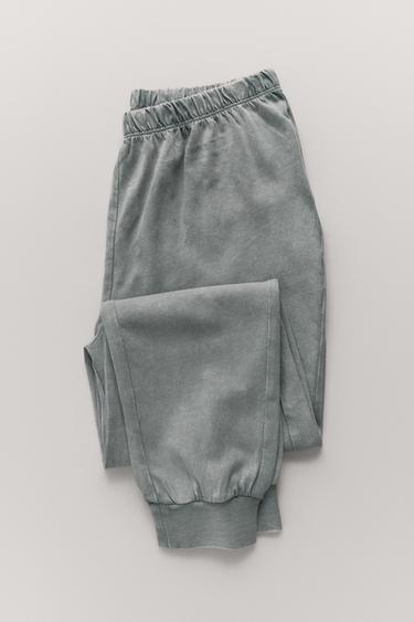 6-14 سنة / بيجامة بتأثير مغسول ونص مطرز - رمادي الخاص بـ Zara