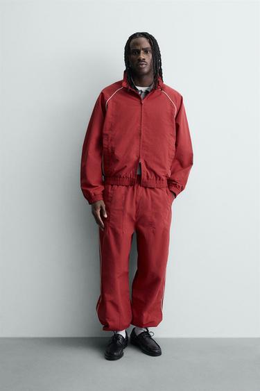 TECHNICAL JOGGERS WITH CONTRAST SIDE TAPING - Red by Zara