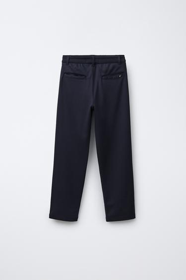 PANTALON TAILLE CÔTELÉE - Bleu marine de Zara - Image 1