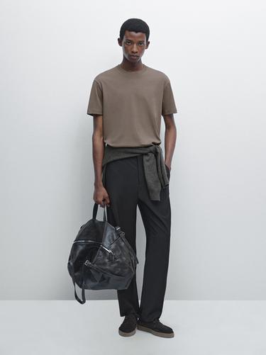 Zara 100% cotton medium weight T-shirt - Light tan