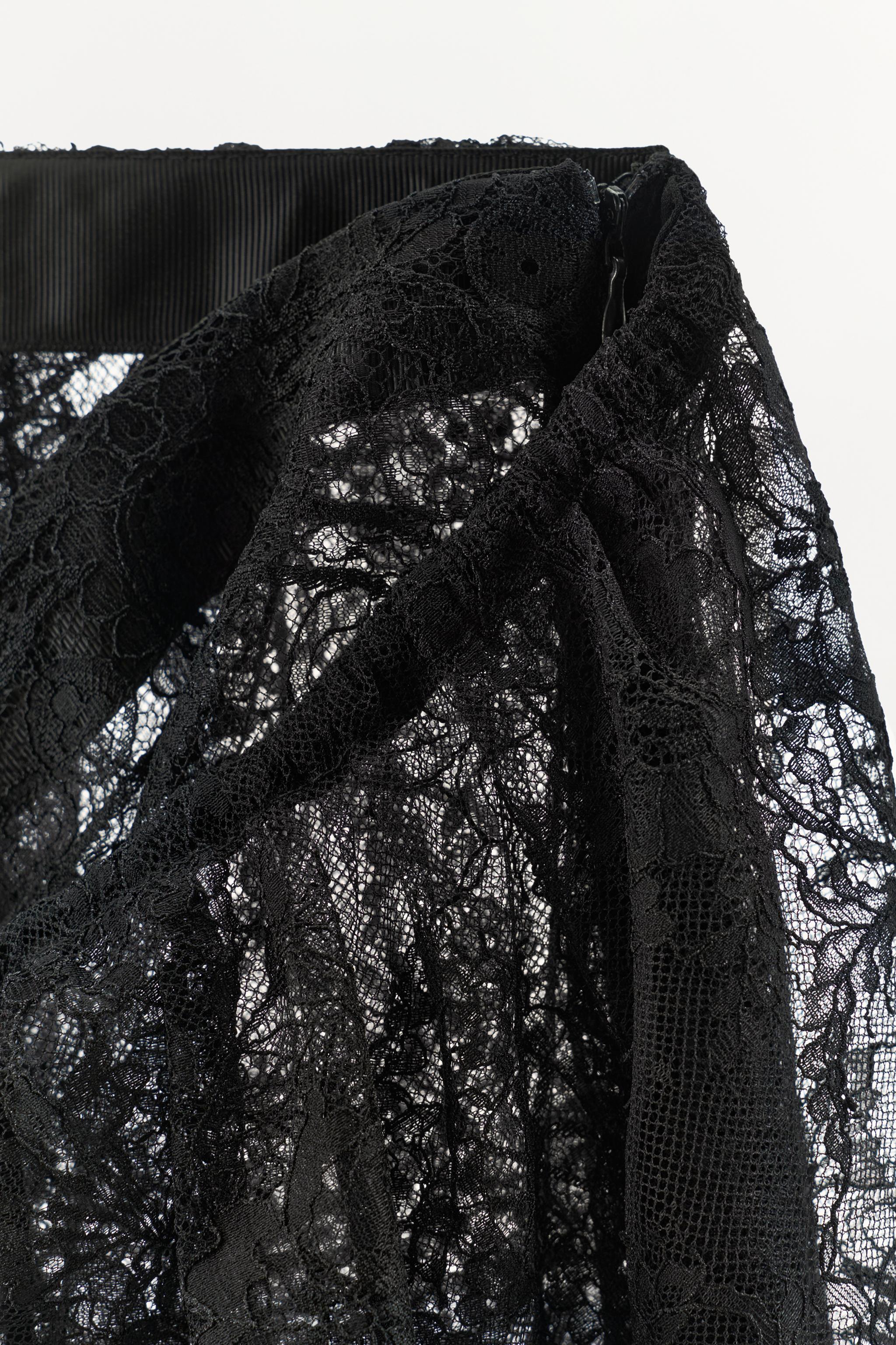 DOUBLE FABRIC LACE MIDI SKIRT