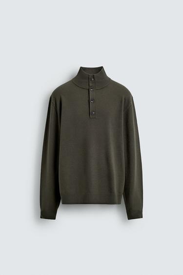 JERSEY PERKINS BOTONES - Verde gris de Zara