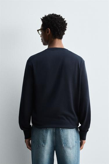 TEXTURED COTTON SWEATER - Dark navy by Zara - Image 2