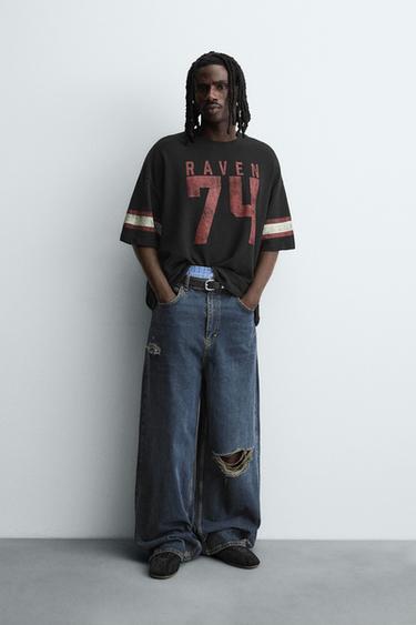 VARSITY OPEN-WEAVE T-SHIRT - Black by Zara - Image 0