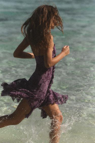 ROBE EN TULLE FLOQUÉE À VOLANTS - Lilas de Zara - Image 2