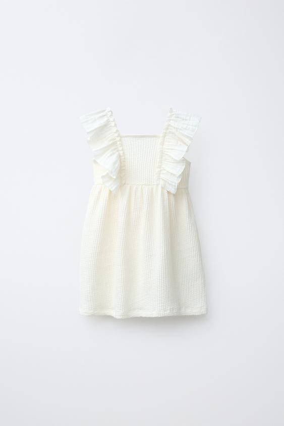 VESTIDO TEXTURA COM BABADOS - Cru da Zara - Imagem 0