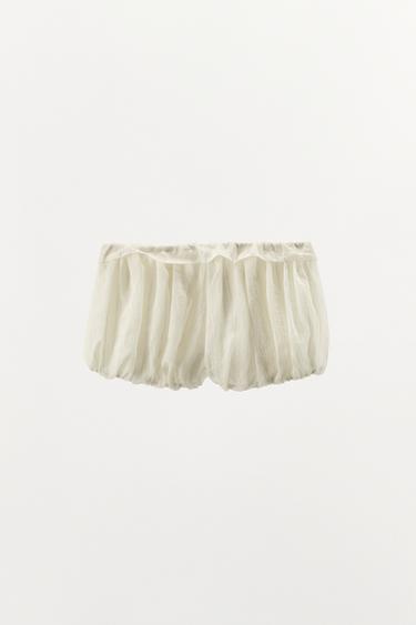 STRIPED RUFFLE SAROUEL SHORTS - Ecru by Zara - Image 5