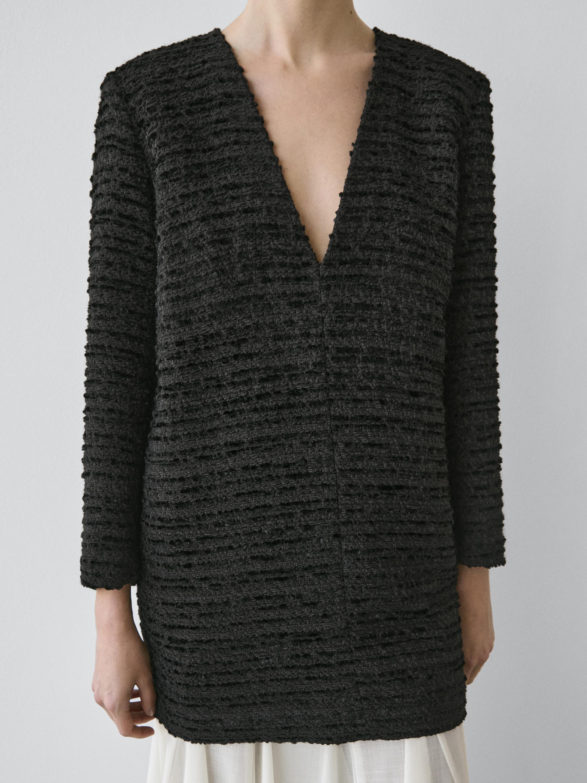 Short V-neckline dress with tie detail - STUDIO — Black