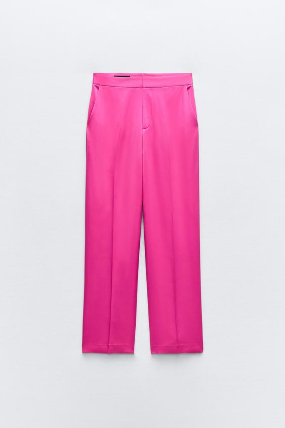 Hot Pink Elastic Waist Wide Leg Pants