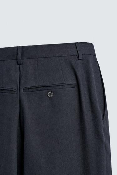 100% WOOL RELAXED FIT PLEATED TROUSERS - Navy blue by Zara - Image 7