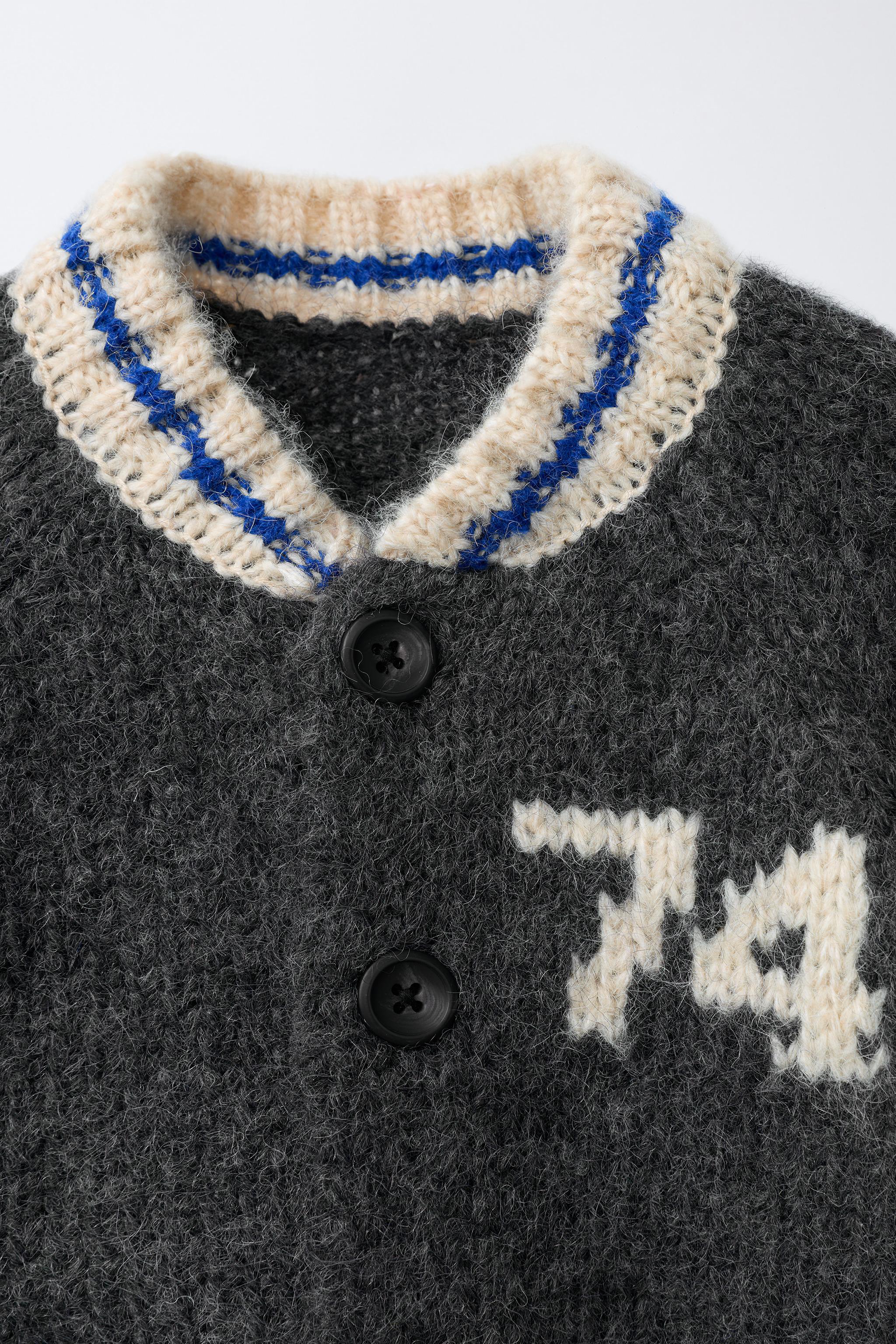 NUMBERED WOOL BLEND CARDIGAN