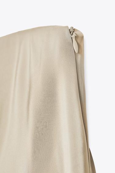 TOP SATINÉ BUSTIER - Beige / Vert de Zara - Image 2