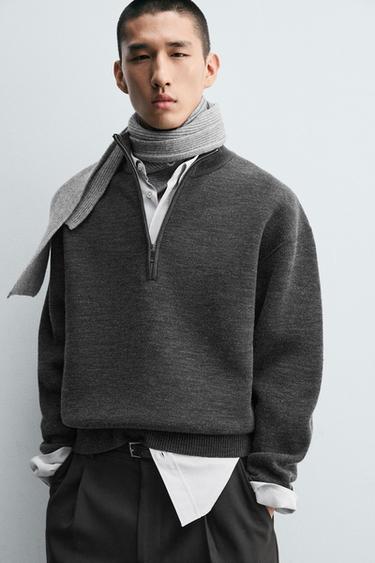 QUARTER-ZIP JUMPER - Dark grey by Zara