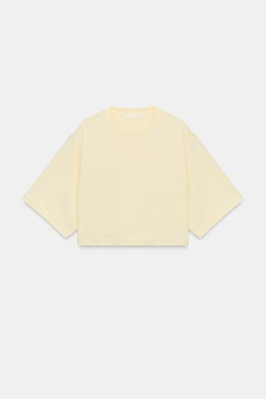 تيشرت OVERSIZE قصير - أصفر الخاص بـ Zara