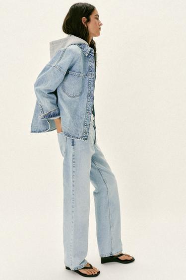 Z1975 OVERSIZE DENIM HOODIE JACKET - Light blue by Zara - Image 3