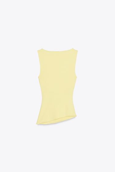 HAUT ASYMÉTRIQUE À PLIS - Jaune de Zara - Image 7