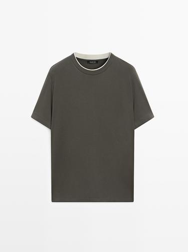 Zara Short sleeve cotton T-shirt - Khaki