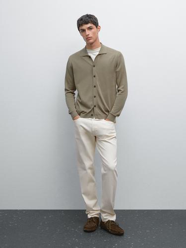 Zara Cotton blend knit cardigan - Gray green - Image 0