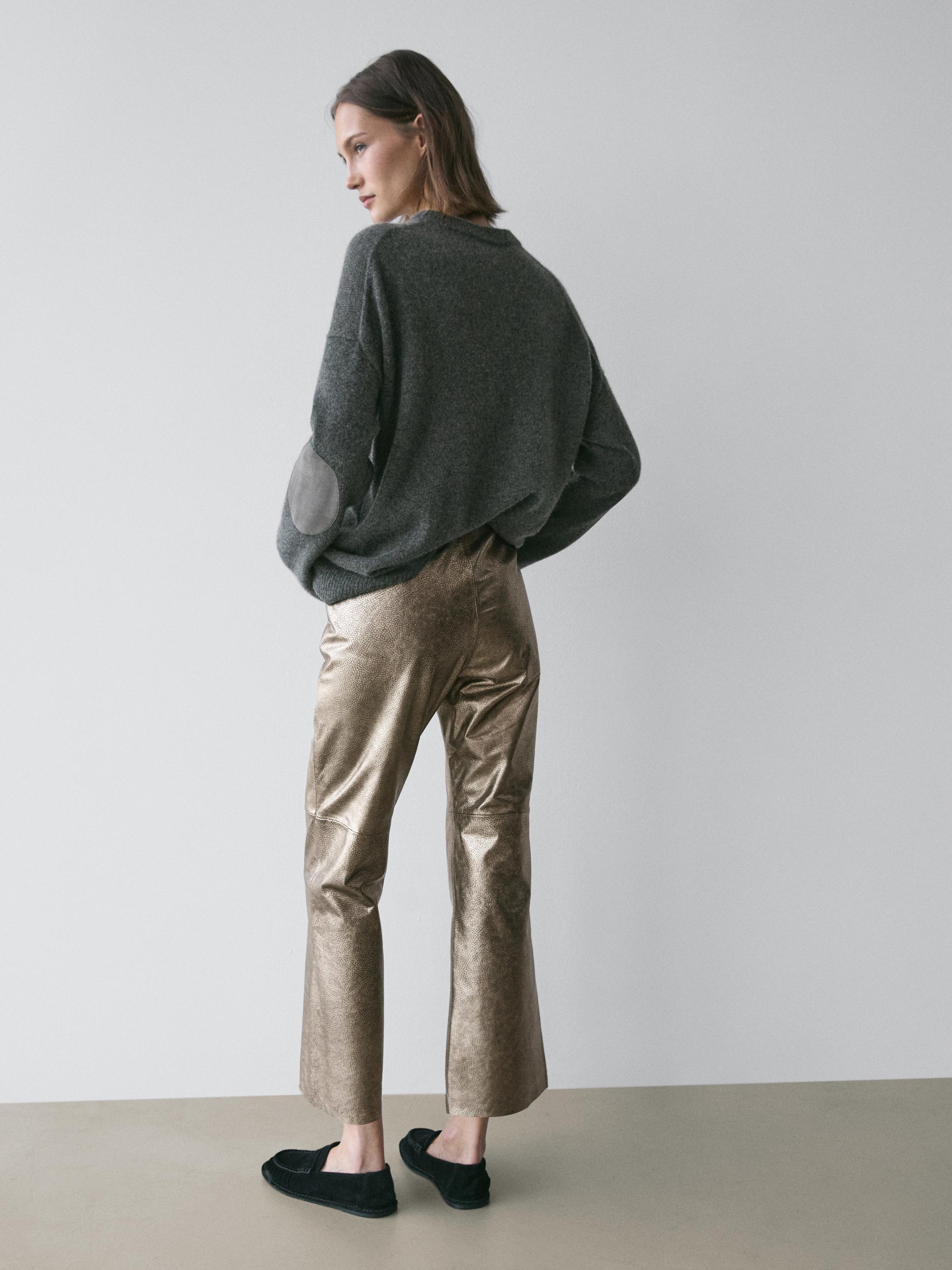 Nappa leather metallic trousers