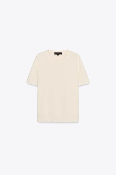 PLAIN KNIT TOP WITH SHORT SLEEVES - Ivory by Zara