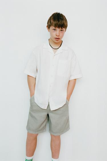 CHEMISE EN COTON LIN - Blanc de Zara