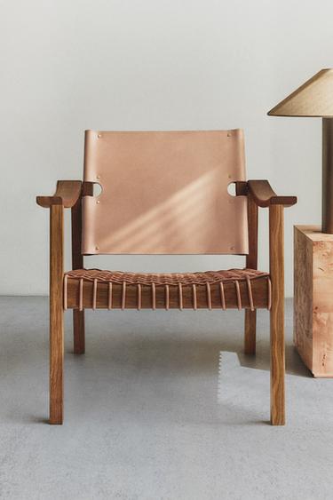 Zara OAK WOOD LEATHER CHAIR X OTZI - Light beige