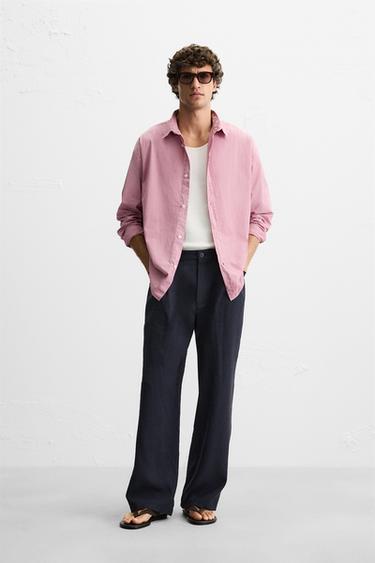 CAMISA LAVADA ALGODÓN - Rosa de Zara - Imagen 0