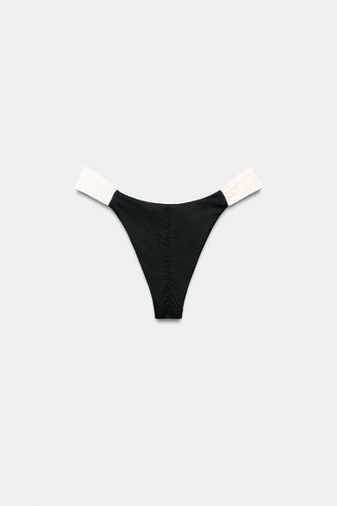 BAS DE BIKINI À BRIDES EN CONTRASTE - Noir de Zara - Image 2