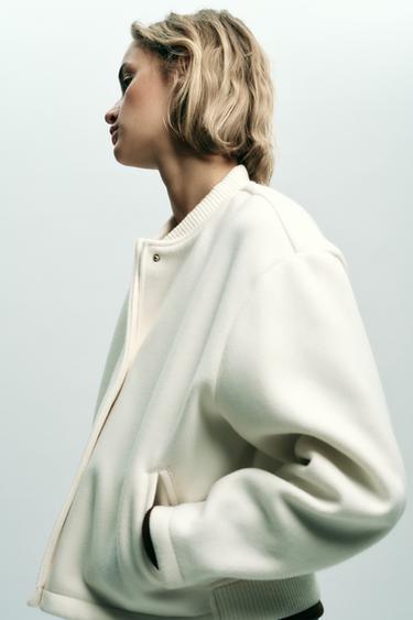 SOFT BOMBER JACKET WITH GOLDEN BUTTONS - Ecru by Zara - Image 4