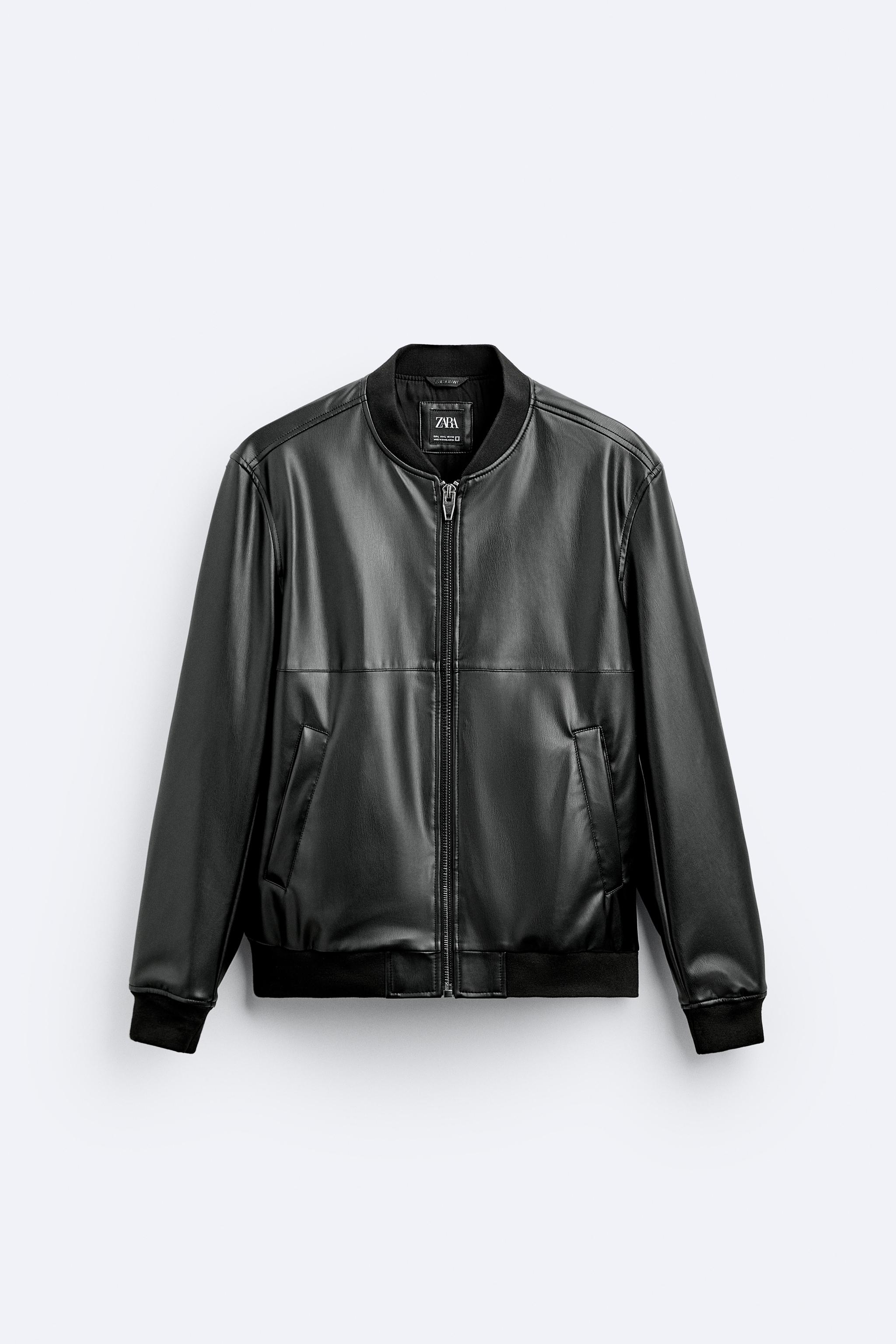 LEATHER EFFECT BOMBER JACKET Black ZARA India