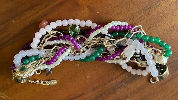BRAIDED BRACELET WITH PEARLS AND STONES - Image 2