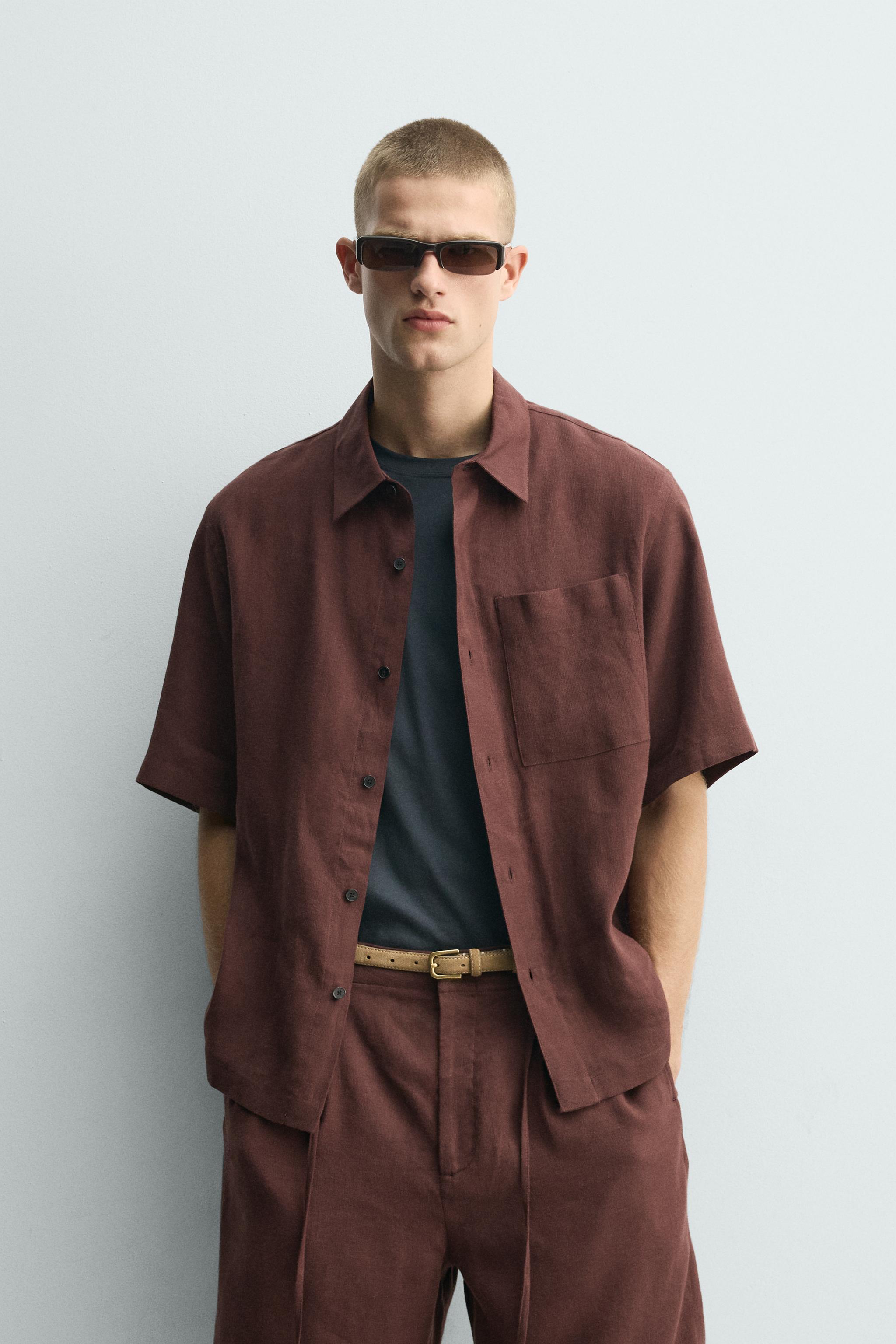 RELAXED FIT KETEN KARIŞIMLI GÖMLEK