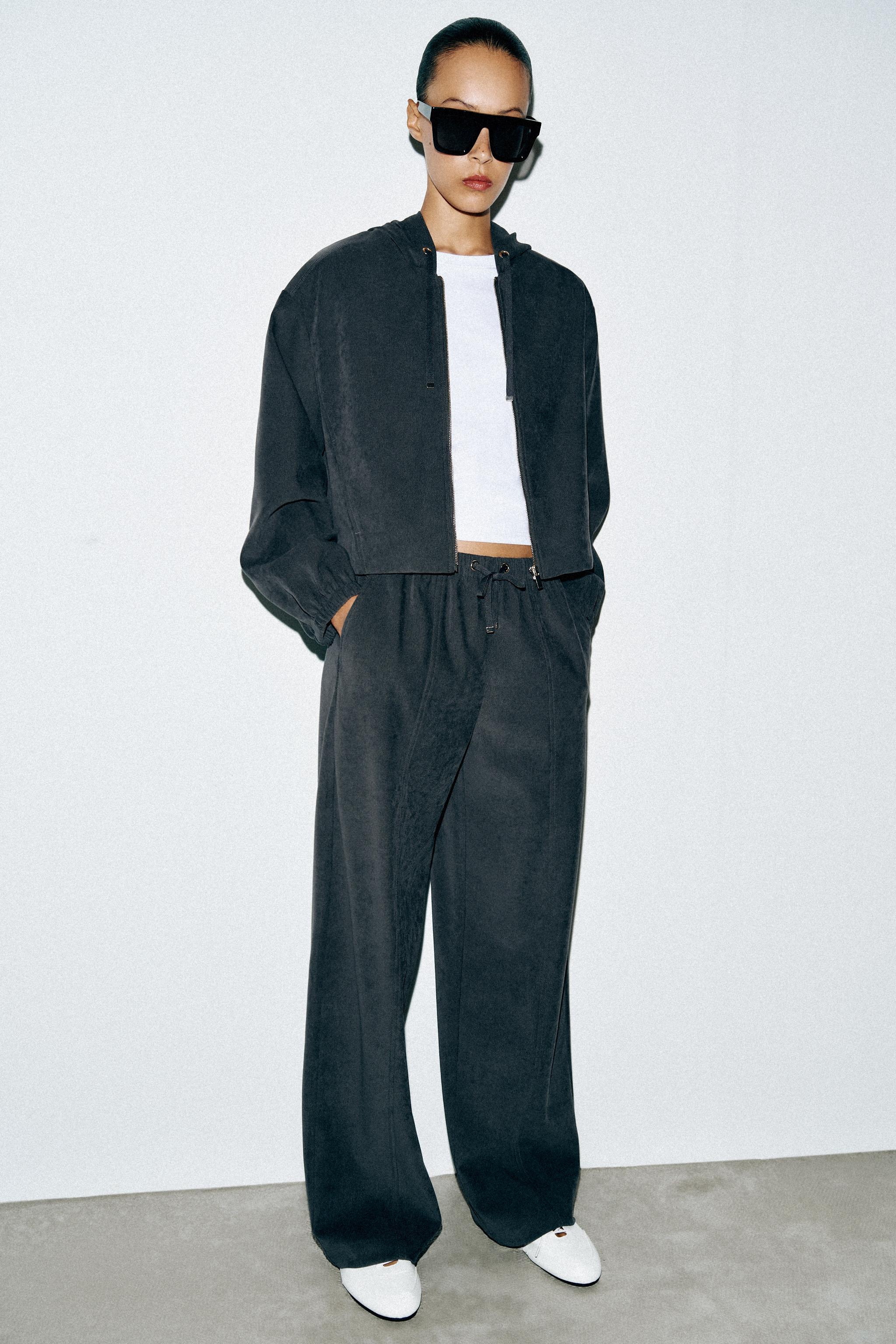 HOODED BOMBER JACKET — Anthracite grey