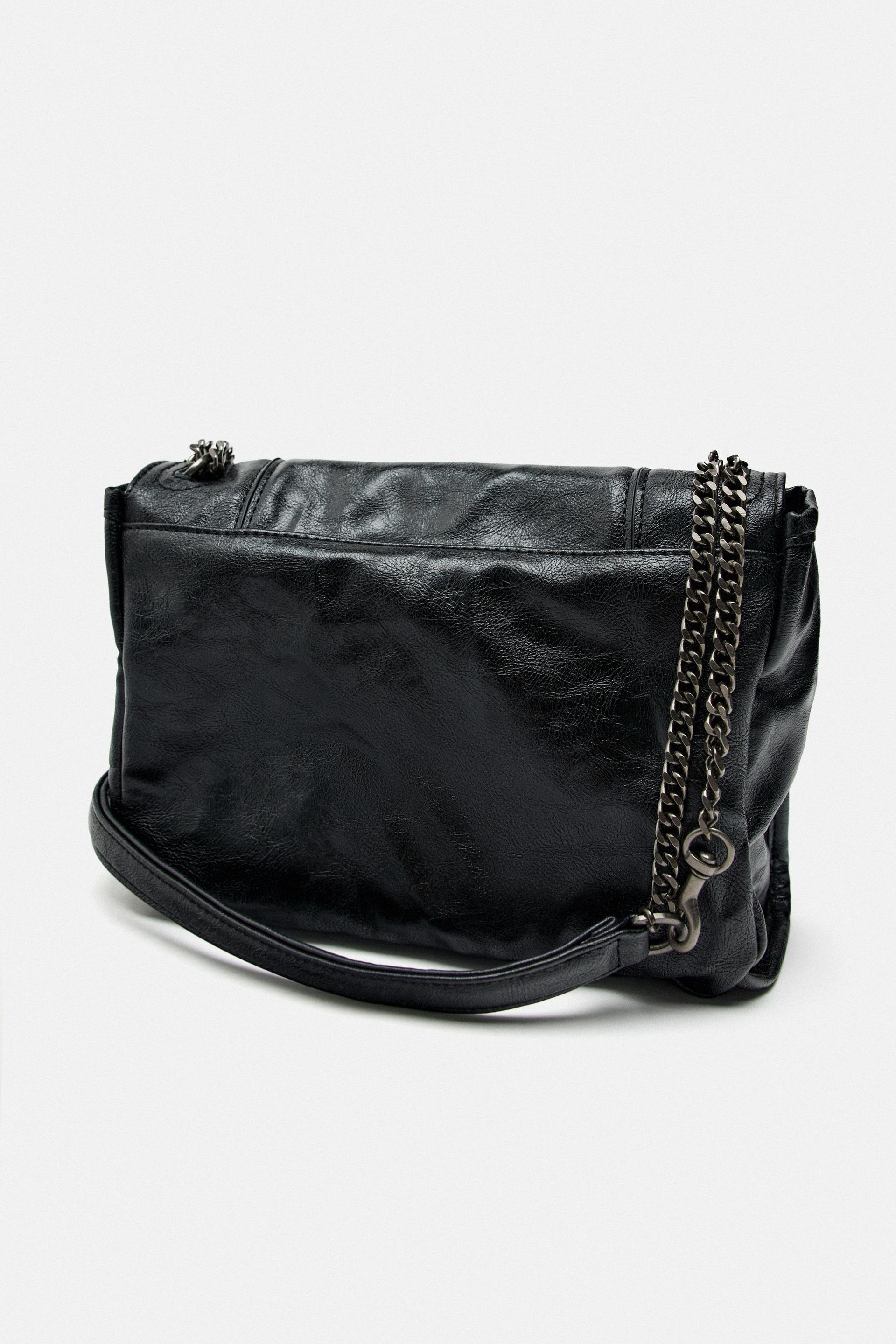 Zara rocker crossbody bag black Clearance