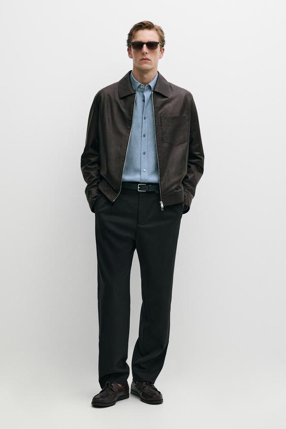 Zara Nappa leather jacket with pocket - Brown - Image 0
