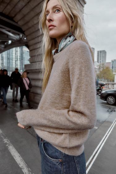 WOOL AND ALPACA SWEATER - Brown / Taupe by Zara - Image 3