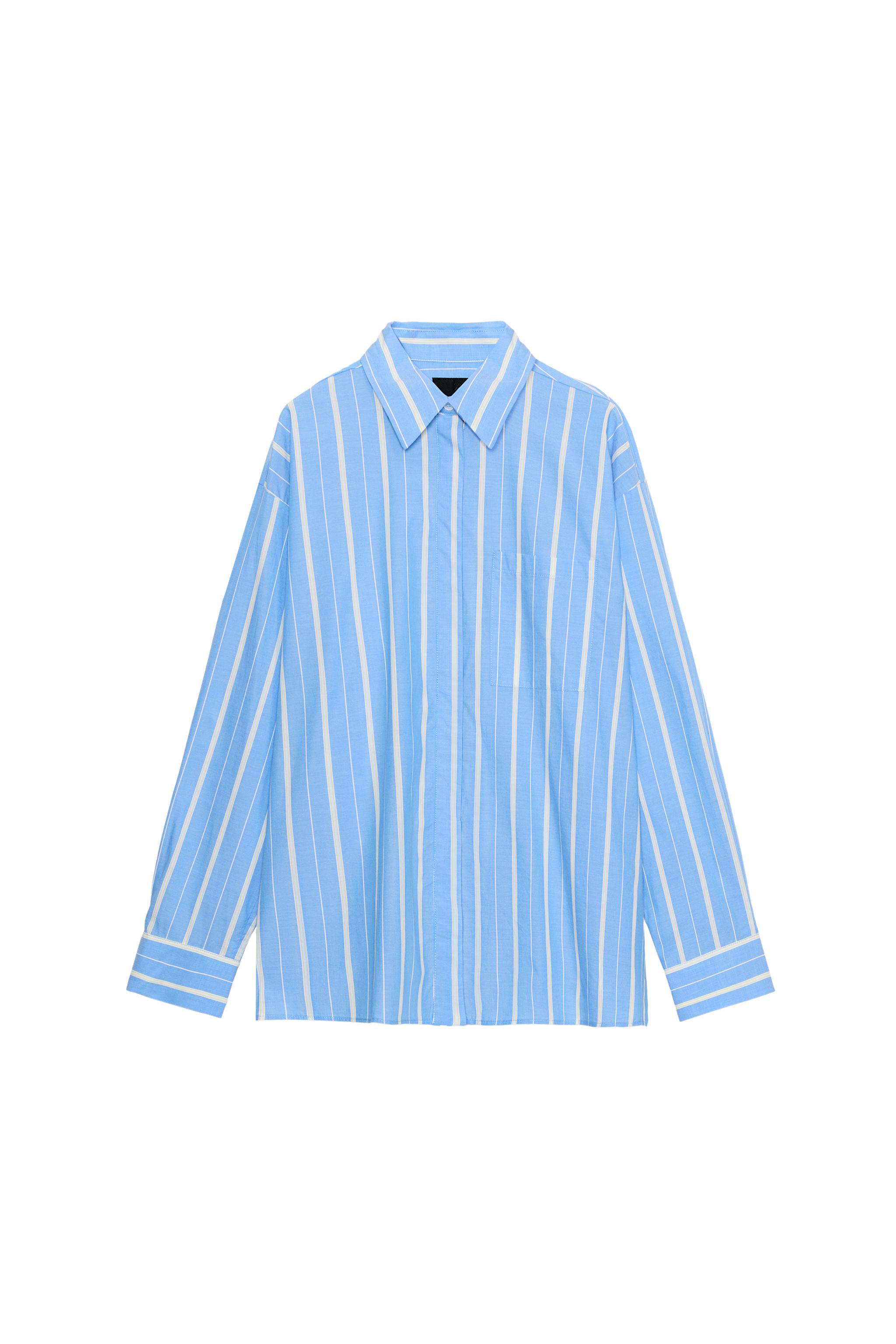 トップス RT-4778134809 ZW COLLECTION STRIPED SHIRT - Blue/White | ZARA South Africa